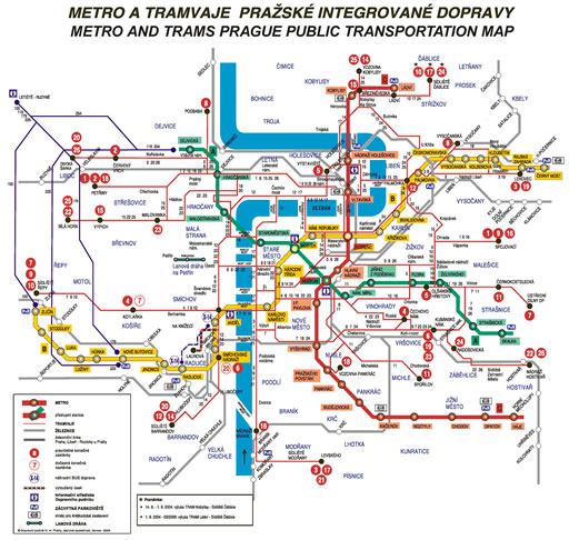 Prague City Metro, Tram Tourist Map